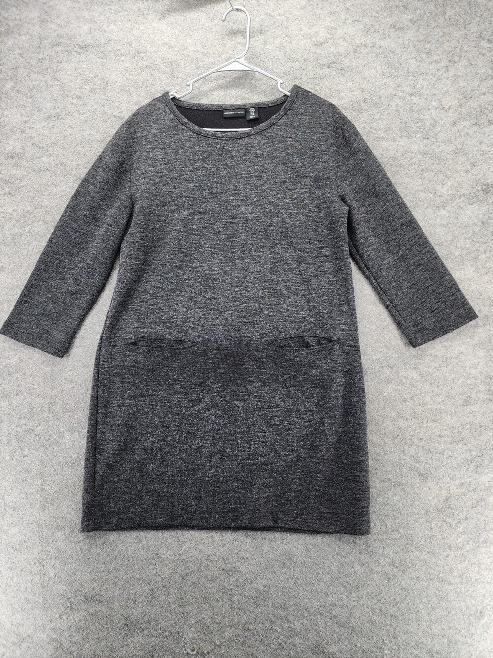 Adrienne Vittadini Dress Womens Medium 3/4 Sleeve Gray Straight